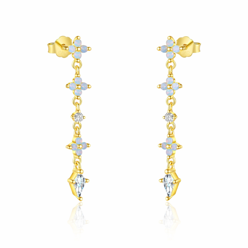 FLOWER OPAL LONG STUD