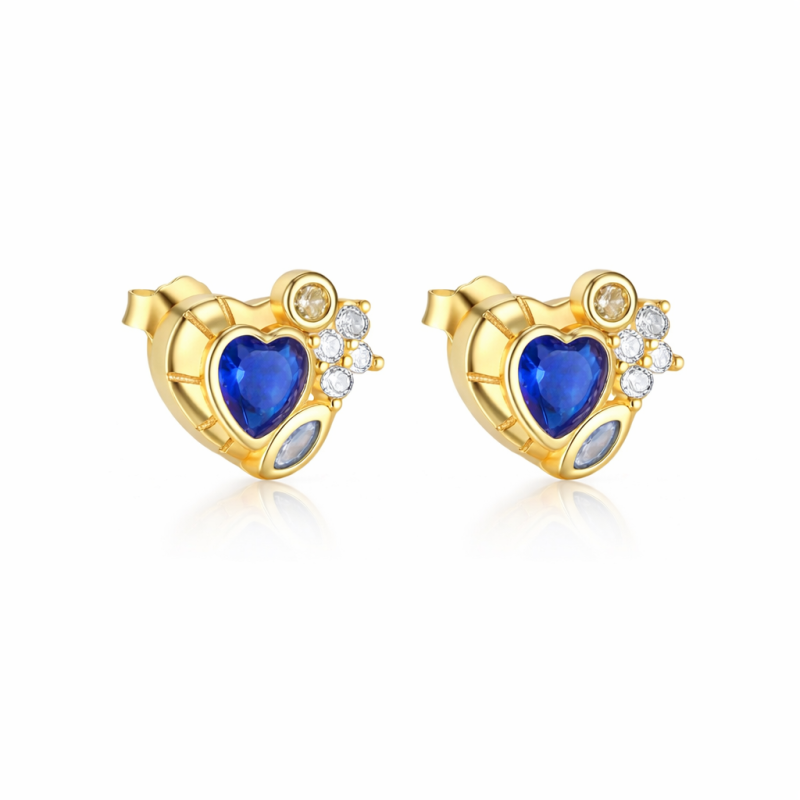 ROYAL BLUE HEART STUD